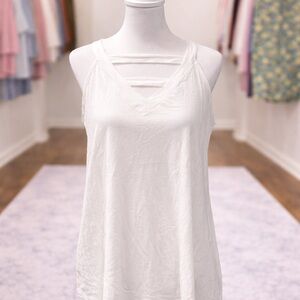 White Birch White Tank Top Strappy V Neck Flowy Lightweight Small NWOT